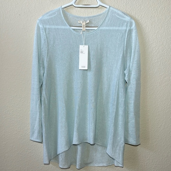 Eileen Fisher Organic Linen Crepe Knit Swing Top - Picture 1 of 9